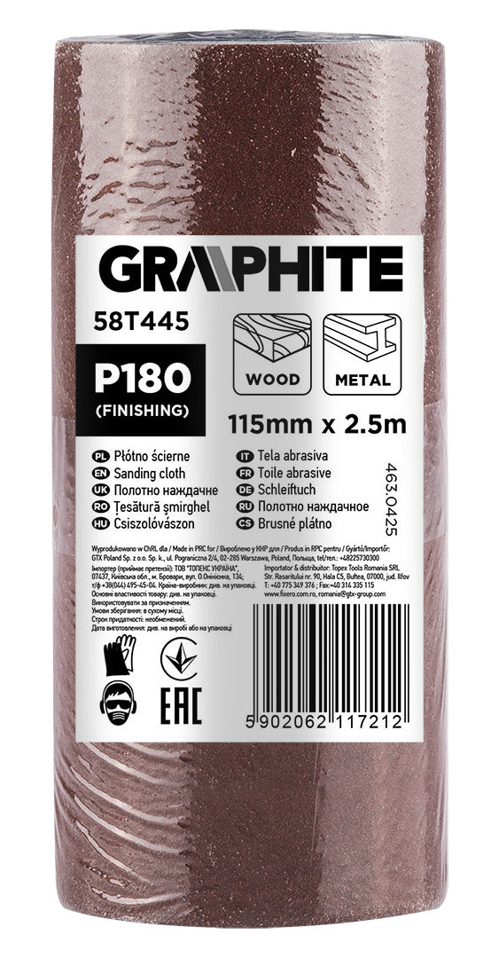 Brúsna fólia na rolke 2,5 m x 115 mm, P180 od GRAPHITE nájdeš na naravis.sk