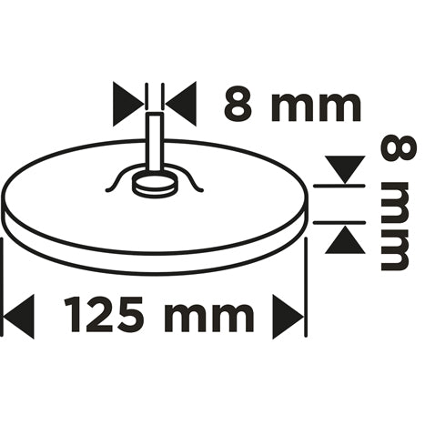 Kotúč na suchý zips 125 mm x 8 mm, závit M14 + 8 mm stopka od GRAPHITE nájdeš na naravis.sk