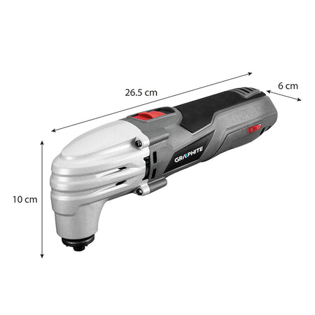 Multifunkčné náradie 250 W, rýchlosť oscilácie 15000-21000 otáčok za minútu, kufor od GRAPHITE nájdeš na naravis.sk