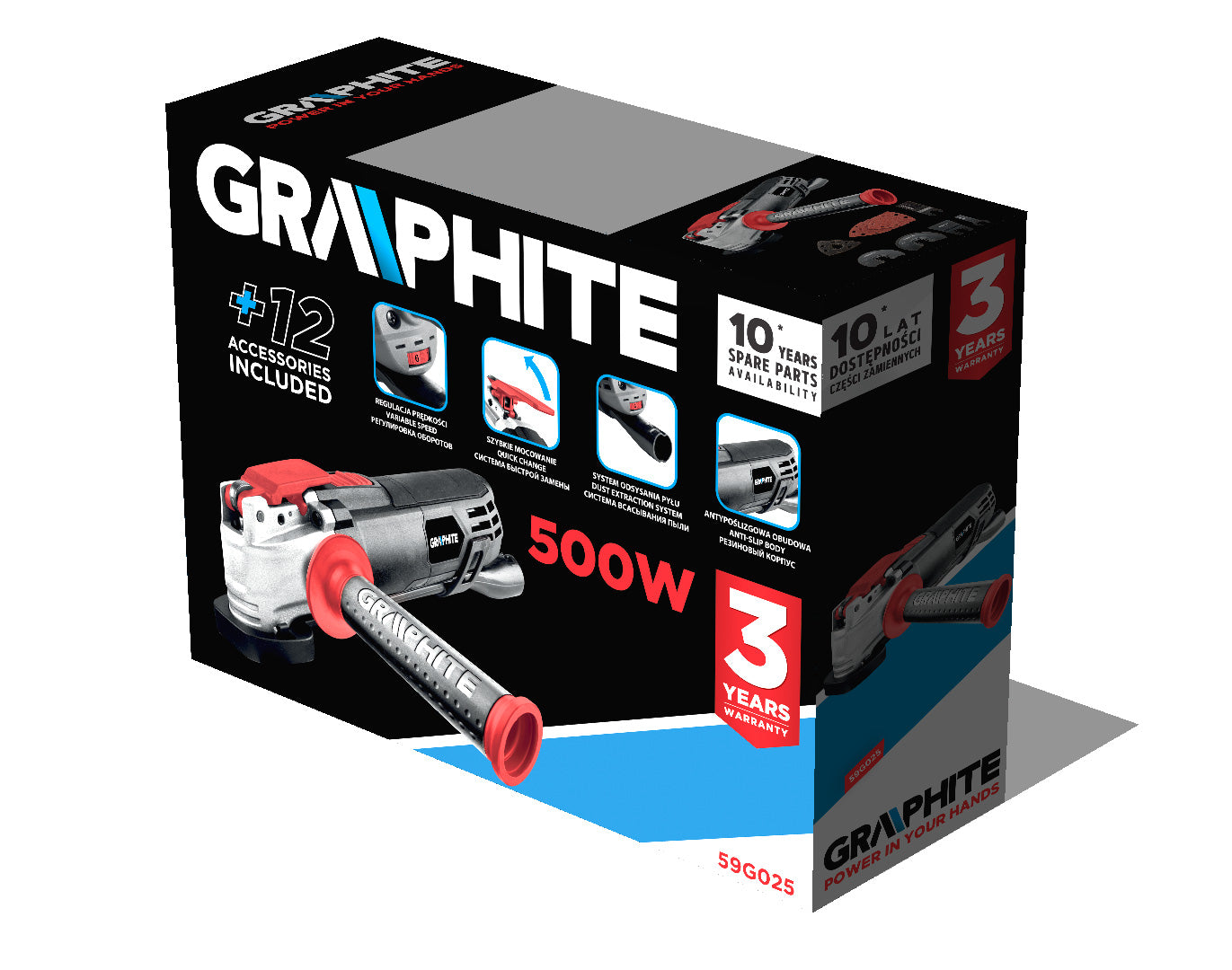 Multifunkčné náradie 500 W, rýchlosť oscilácie 8000-16000 ot/min, kufrík od GRAPHITE nájdeš na naravis.sk