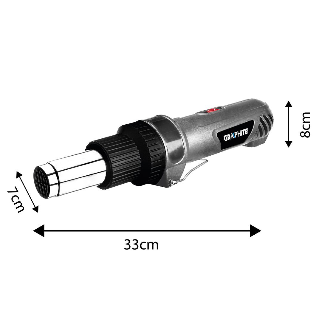 Teplovzd. pištoľ, 2000 W, tep. rozsah: I: 350ºC, II: 550ºC, od GRAPHITE nájdeš na naravis.sk