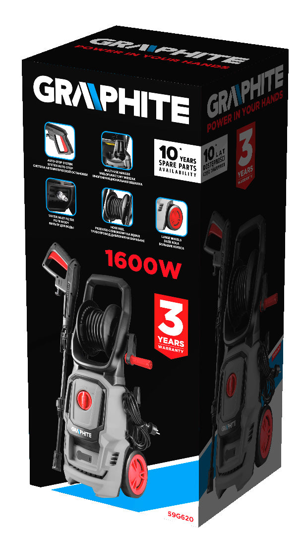 Tlaková umývačka 1600 W, 90 barov (max. tlak 130 barov) od GRAPHITE nájdeš na naravis.sk