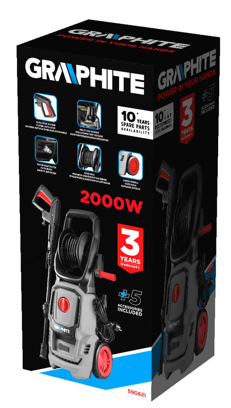 Tlaková umývačka 2000 W, 110 barov (max. tlak 150 barov) od GRAPHITE nájdeš na naravis.sk