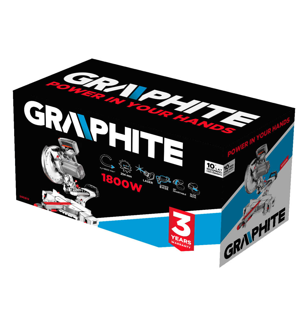 1800W pokosová píla, 254mm, 60T TCT od GRAPHITE nájdeš na naravis.sk