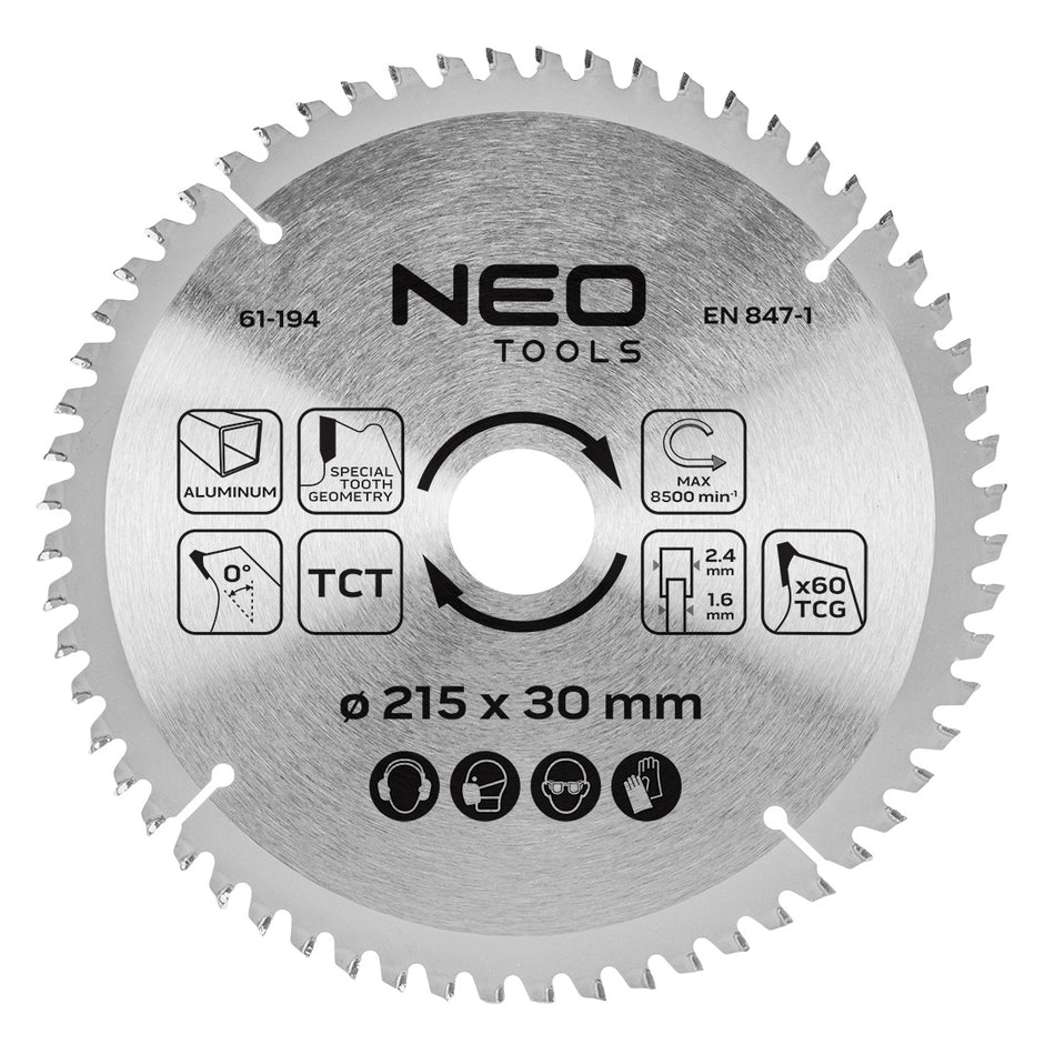 Pilový kotúč, široký, 215 x 30 mm, 60 zubov, na hliník od NEO TOOLS nájdeš na naravis.sk