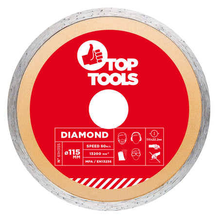 Diamantové kotúče, 115 x 22.2 mm, súvislý lem od Top Tools nájdeš na naravis.sk