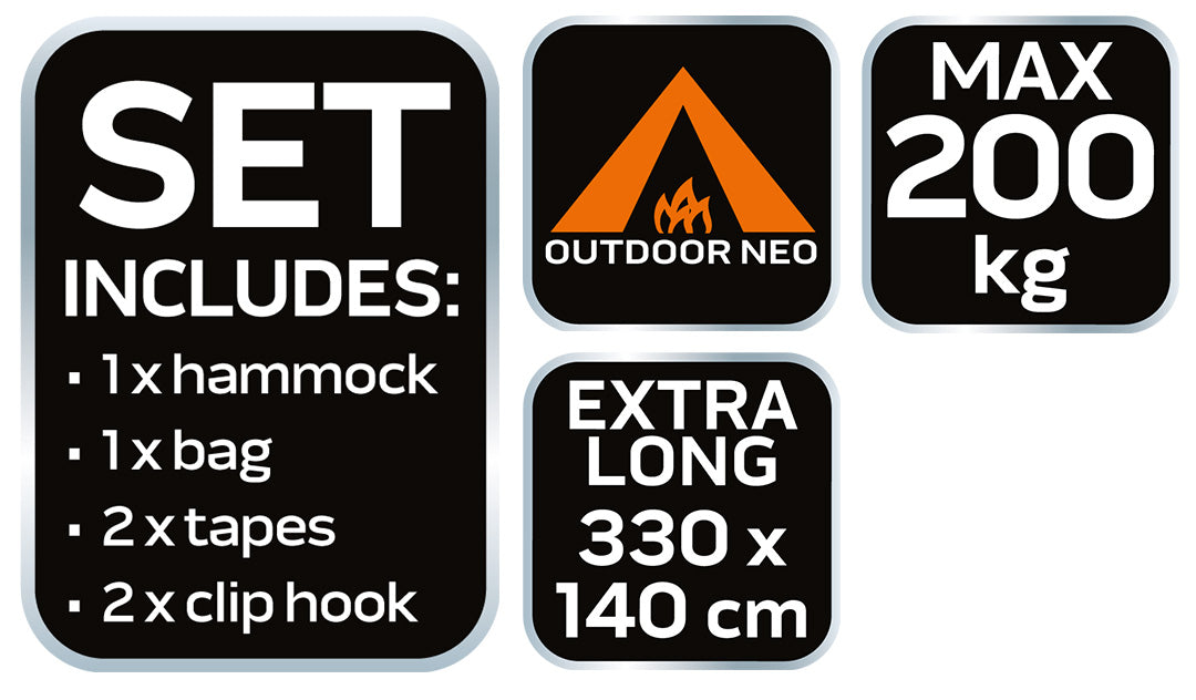 Hamak 330 x 140 cm súprava od NEO TOOLS nájdeš na naravis.sk