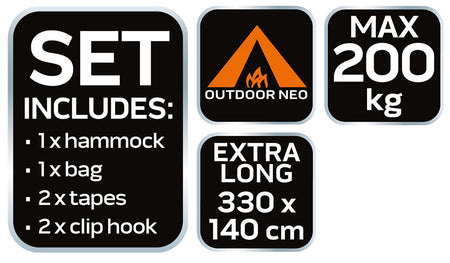 Hamak 330 x 140 cm súprava od NEO TOOLS nájdeš na naravis.sk