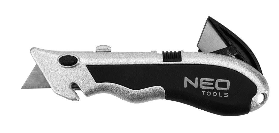 Mini lichobežníkový nôž + 4 čepele v nádobe, násobky po 30. od NEO TOOLS nájdeš na naravis.sk