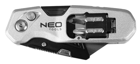 Skladací nôž s lichobežníkovou čepeľou 1+3 čepele, 2 bity od NEO TOOLS nájdeš na naravis.sk