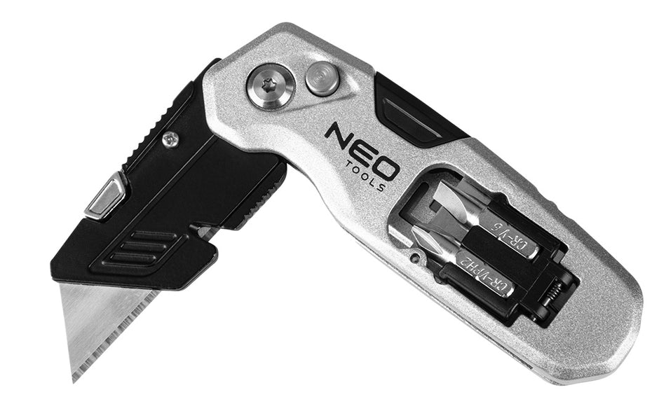 Skladací nôž s lichobežníkovou čepeľou 1+3 čepele, 2 bity od NEO TOOLS nájdeš na naravis.sk