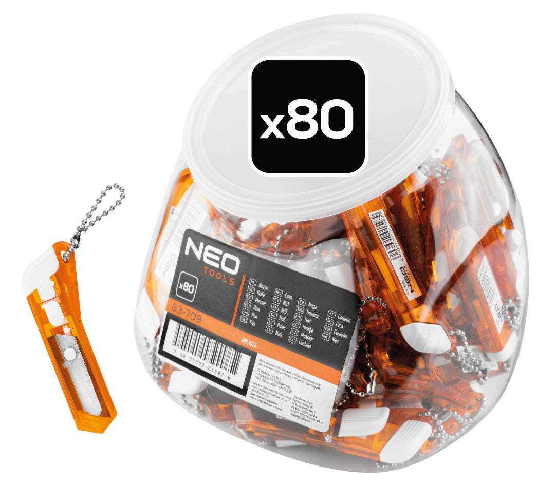 Malý nôž v nádobe, viac ako 80 ks. od NEO TOOLS nájdeš na naravis.sk