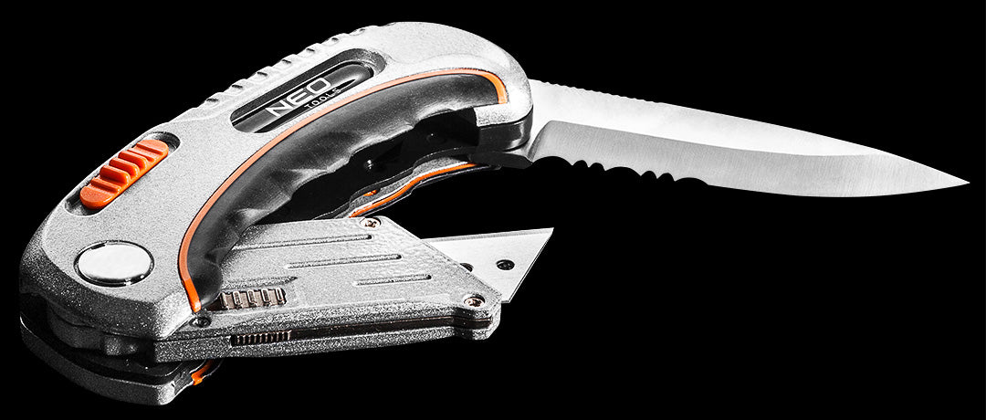 Univerzálny nôž, lichobežník čepeľ + nôž, nylon puzdro, +5 čepelí od NEO TOOLS nájdeš na naravis.sk