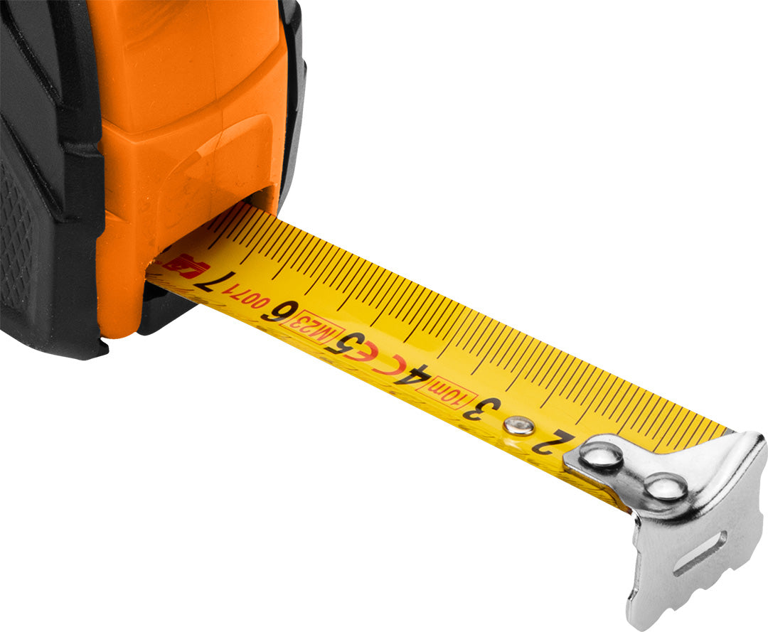Rolovací oceľový meter 5 m x 19 mm, automatické blokovanie, dve tlačidlá na zastavenie od NEO TOOLS nájdeš na naravis.sk
