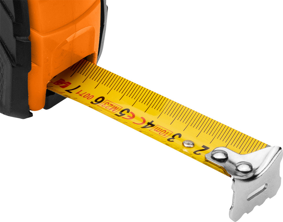 Rolovací oceľový meter 5 m x 25 mm, automatické blokovanie, dve tlačidlá na zastavenie od NEO TOOLS nájdeš na naravis.sk