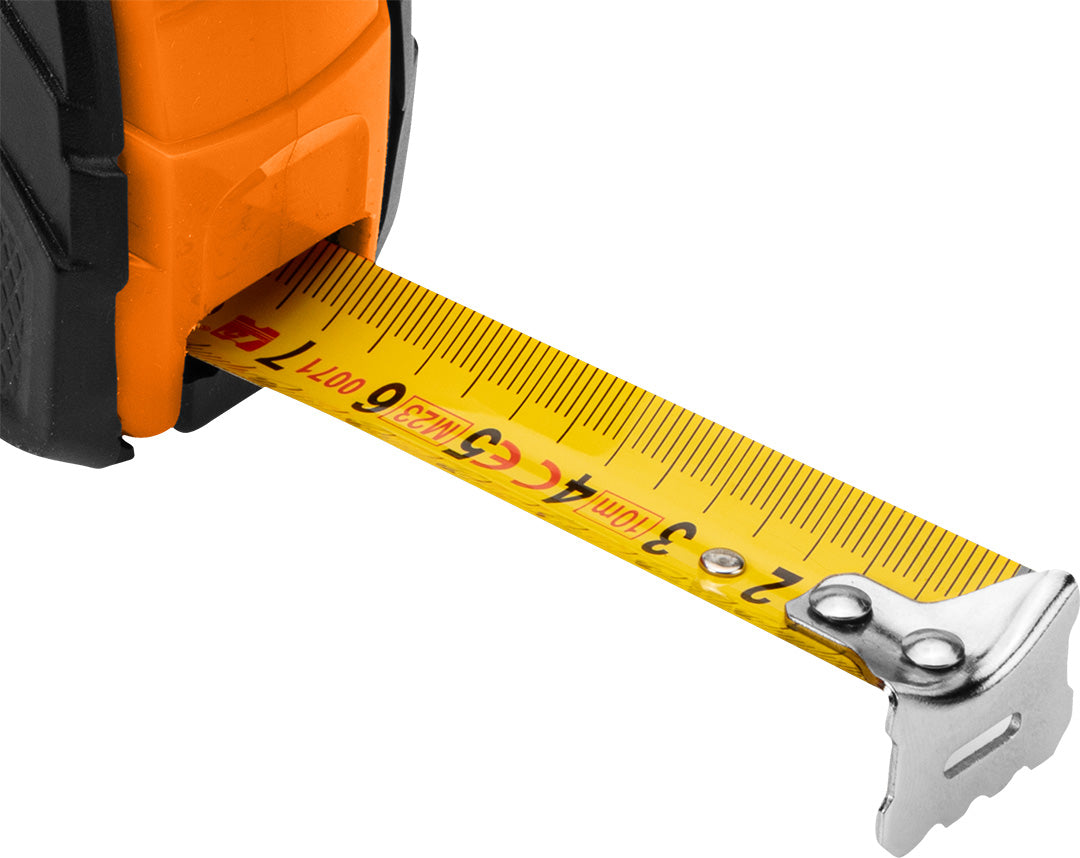 Valcovaný oceľový meter 7,5 m x 25 mm, automatické blokovanie, dve tlačidlá na zastavenie od NEO TOOLS nájdeš na naravis.sk