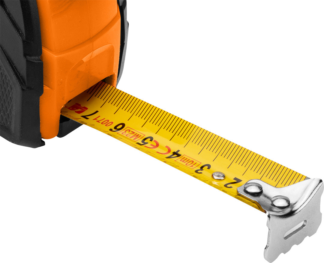 Výsuvný oceľový meter 10 m x 25 mm, automatické blokovanie, dve tlačidlá na zastavenie od NEO TOOLS nájdeš na naravis.sk