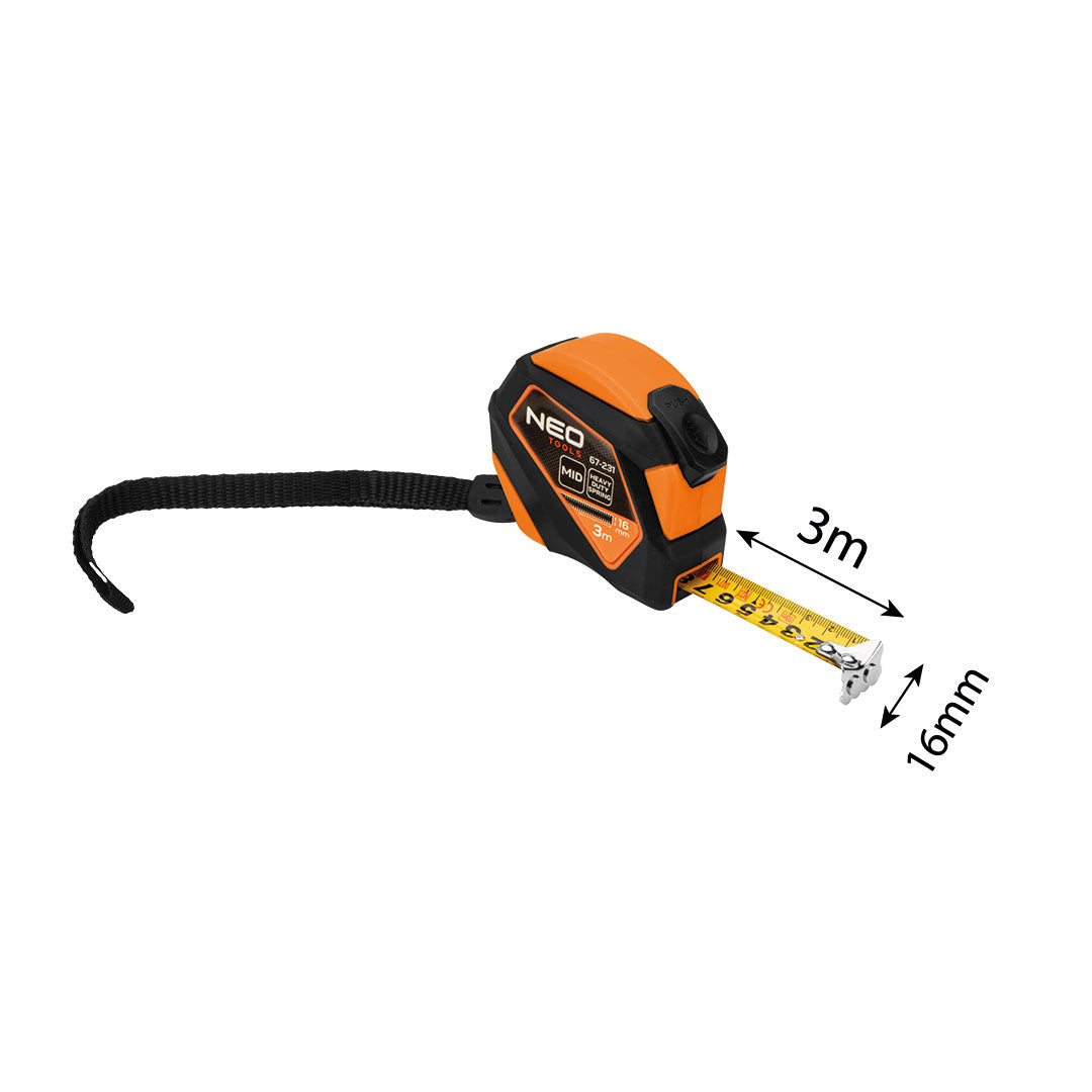 Oceľový meter 3 m x 16 mm, automatické zamykanie, tlačidlo stop, magnet od NEO TOOLS nájdeš na naravis.sk
