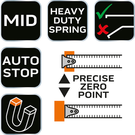 Oceľový meter 5 m x 19 mm, automatické zamykanie, tlačidlo stop, magnet od NEO TOOLS nájdeš na naravis.sk