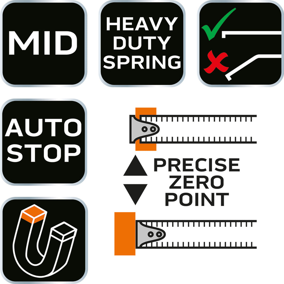 Oceľový meter 5 m x 19 mm, automatické zamykanie, tlačidlo stop, magnet od NEO TOOLS nájdeš na naravis.sk
