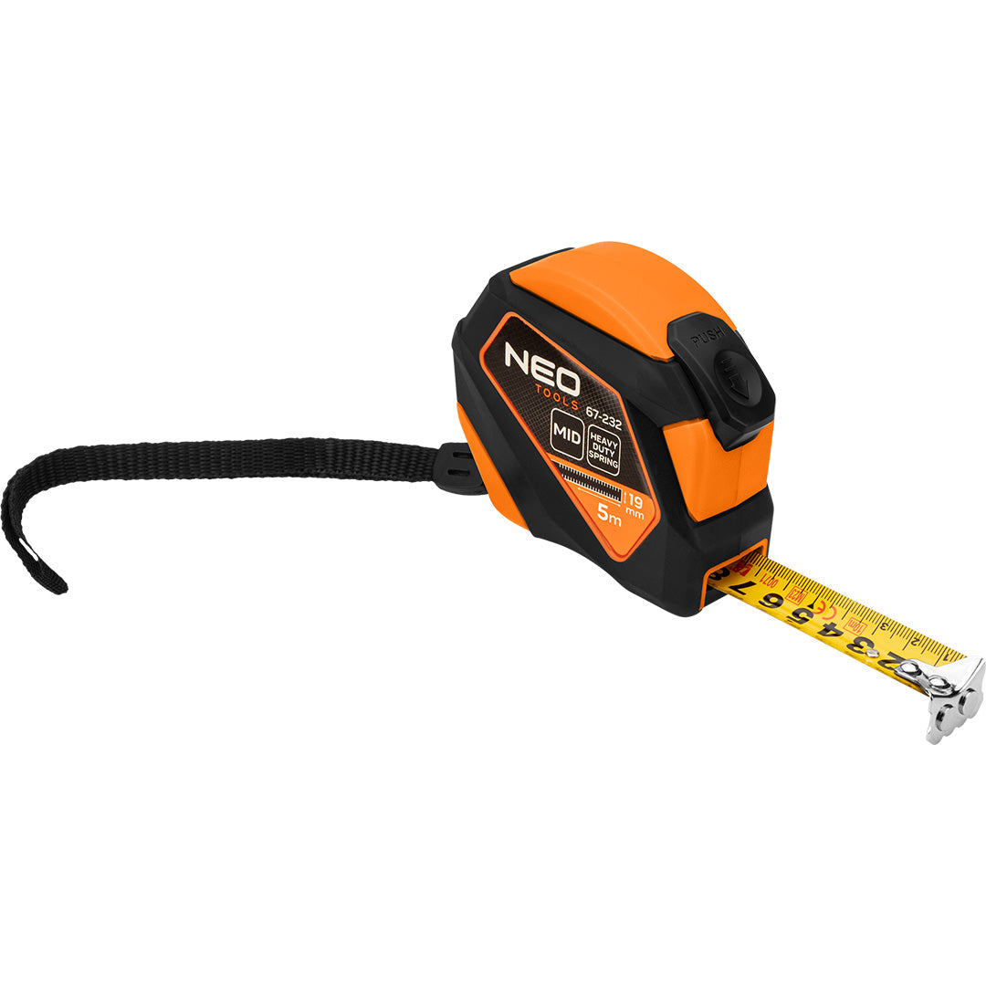 Oceľový meter 5 m x 19 mm, automatické zamykanie, tlačidlo stop, magnet od NEO TOOLS nájdeš na naravis.sk
