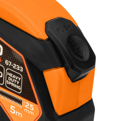 Oceľový meter 5 m x 25 mm, automatické zamykanie, tlačidlo stop, magnet od NEO TOOLS nájdeš na naravis.sk