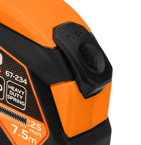Valcovaný oceľový meter 7,5 m x 25 mm, automatický zámok, tlačidlo stop, magnet od NEO TOOLS nájdeš na naravis.sk