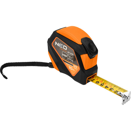 Oceľový meter 10 m x 25 mm, automatické blokovanie, tlačidlo stop, magnet od NEO TOOLS nájdeš na naravis.sk