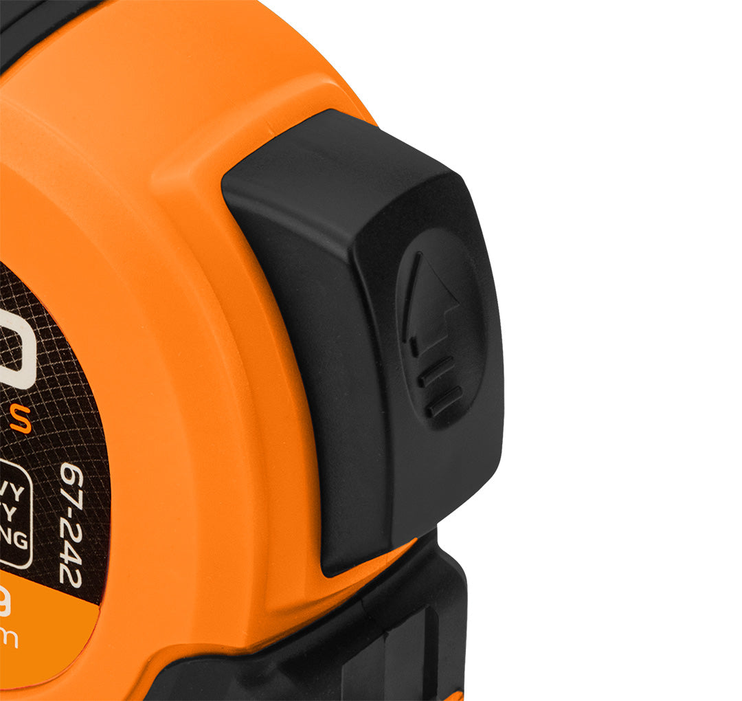 Oceľový meter Super Black 5 m x 19 mm, automatický zámok, dve tlačidlá na zastavenie, magnet od NEO TOOLS nájdeš na naravis.sk