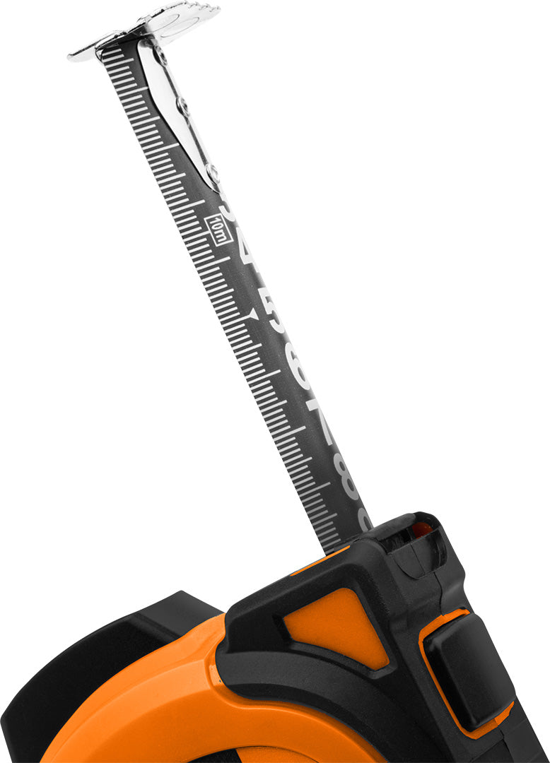 Super čierny oceľový stočený meter 5 m x 25 mm, automatický zámok, dve tlačidlá na zastavenie, magnet od NEO TOOLS nájdeš na naravis.sk