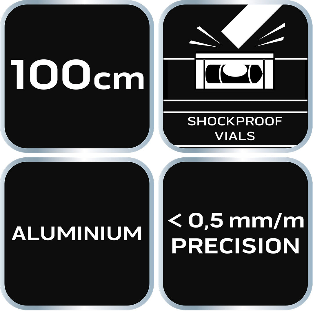 Hliníková vodováha S 300, 3 fľaštičky, 100 cm od NEO TOOLS nájdeš na naravis.sk