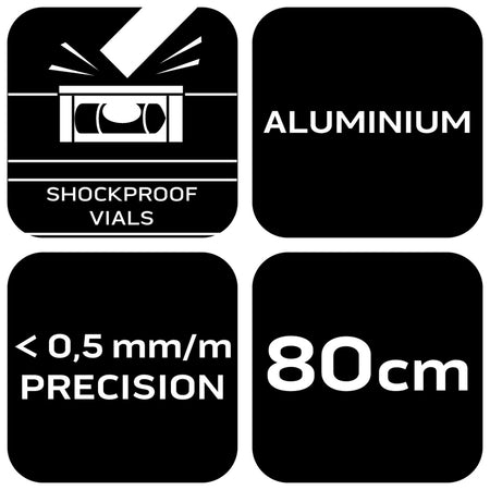 Hliníková vodováha S 400, 3 libely, 2 držadlá, 80 cm od NEO TOOLS nájdeš na naravis.sk