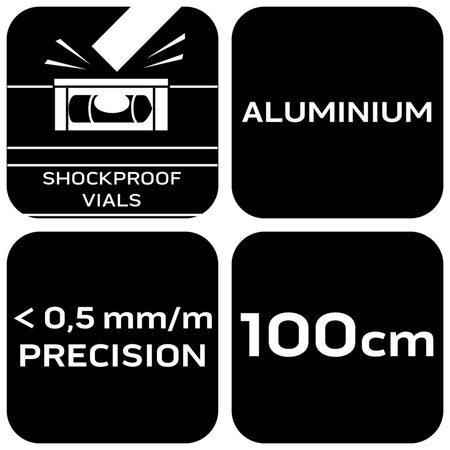 Hliníková vodováha S 400, 3 libely, 2 držadlá, 100 cm od NEO TOOLS nájdeš na naravis.sk