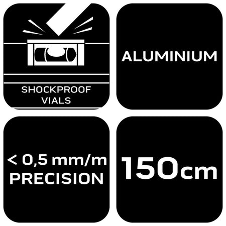 Hliníková vodováha S 400, 3 libelly, 2 držadlá, 150 cm od NEO TOOLS nájdeš na naravis.sk
