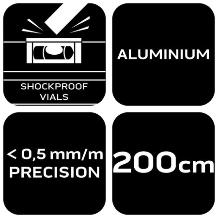 Hliníková vodováha S 400, 3 libely, 2 držadlá, 200 cm od NEO TOOLS nájdeš na naravis.sk