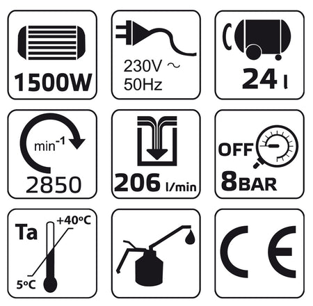 Olejový kompresor 24l, 230V od VERTO nájdeš na naravis.sk