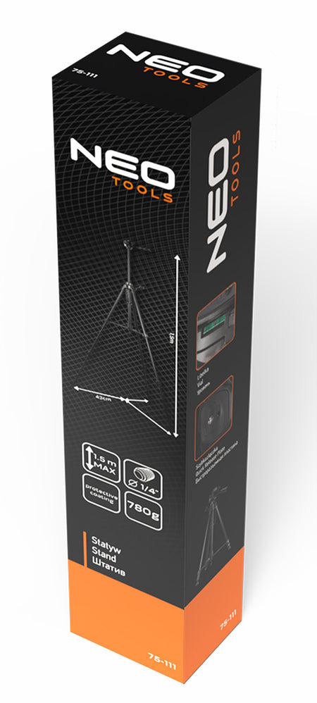 Elektrofotérsky oceľový statív s povrchovou úpravou 1,5 m 1/4" pre skrížené lasery od NEO TOOLS nájdeš na naravis.sk