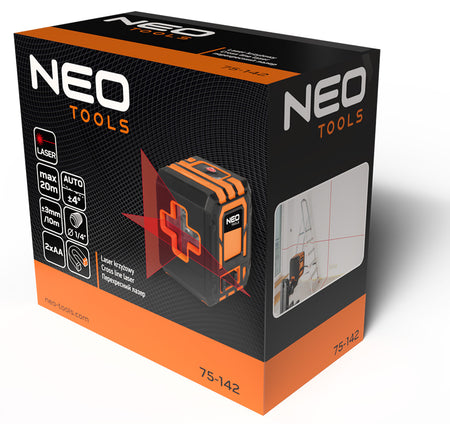 Krížový laser 20 m, s puzdrom a magnetickým držiakom, červený od NEO TOOLS nájdeš na naravis.sk