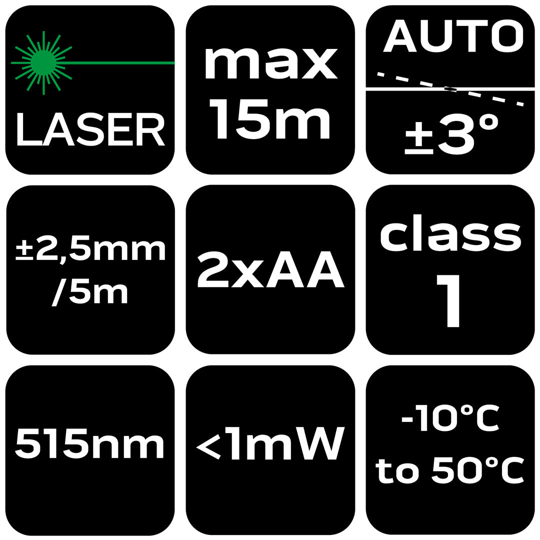 Krížový laser 15 m, zelený, kufrík od NEO TOOLS nájdeš na naravis.sk