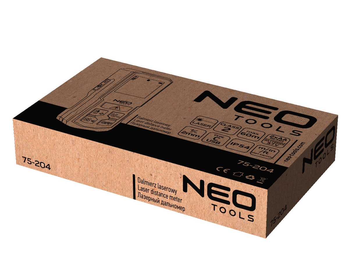 Laserový diaľkomer, rozsah 60 m, IP54 od NEO TOOLS nájdeš na naravis.sk