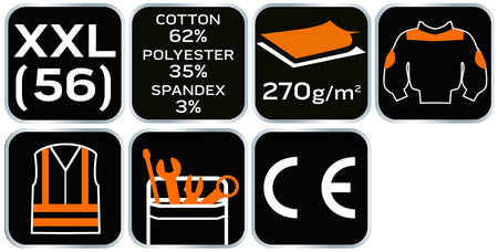 Pracovná blúzka PREMIUM, 62% bavlna, 35% polyester, 3% elastan, veľkosť XXL od NEO TOOLS nájdeš na naravis.sk