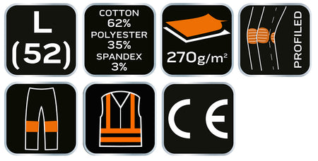 Pracovné nohavice PREMIUM, 62% bavlna, 35% polyester, 3% elastan, veľkosť L od NEO TOOLS nájdeš na naravis.sk