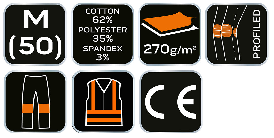 Pracovné nohavice PREMIUM, 62% bavlna, 35% polyester, 3% elastan, veľkosť M od NEO TOOLS nájdeš na naravis.sk
