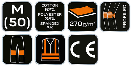 Pracovné nohavice PREMIUM, 62% bavlna, 35% polyester, 3% elastan, veľkosť M od NEO TOOLS nájdeš na naravis.sk