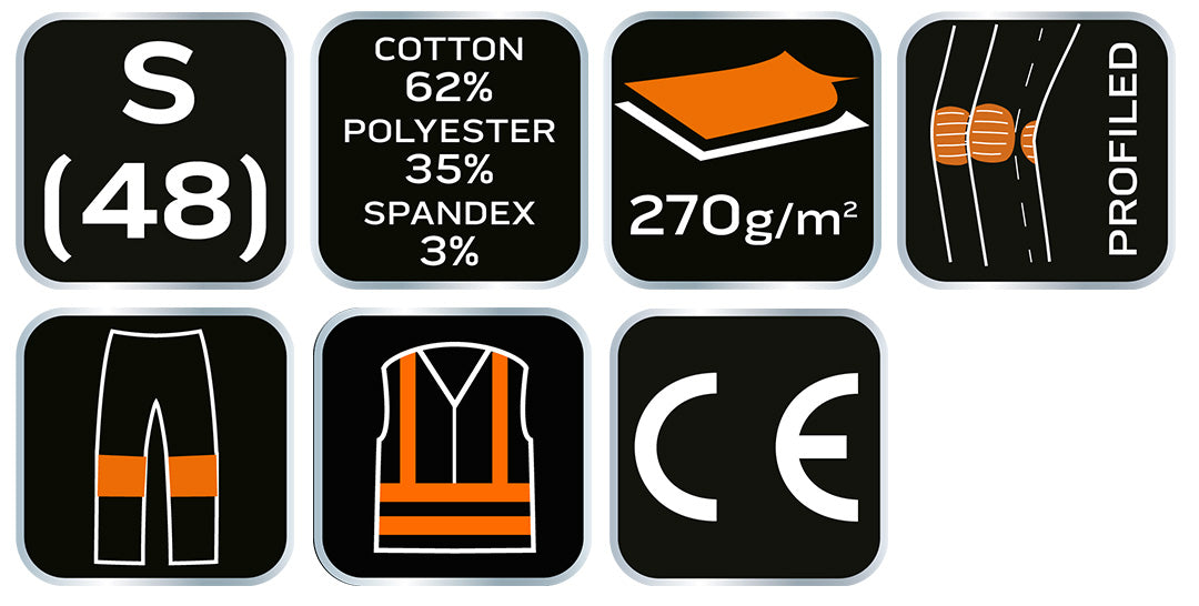 Pracovné nohavice PREMIUM, 62% bavlna, 35% polyester, 3% elastan, veľkosť S od NEO TOOLS nájdeš na naravis.sk