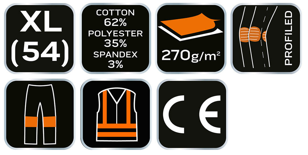 Pracovné nohavice PREMIUM, 62% bavlna, 35% polyester, 3% elastan, veľkosť XL od NEO TOOLS nájdeš na naravis.sk