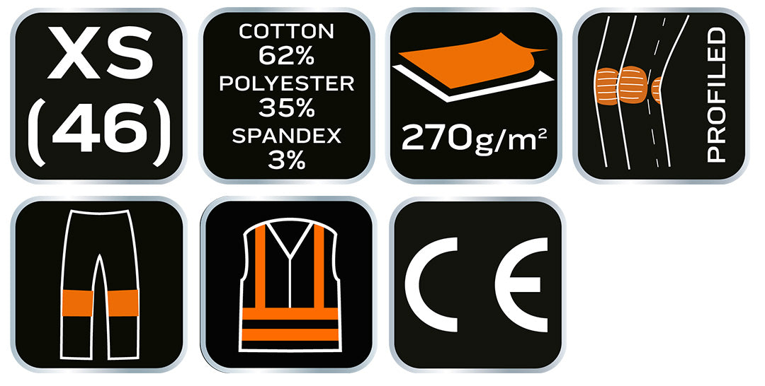Pracovné nohavice PREMIUM, 62% bavlna, 35% polyester, 3% elastan, veľkosť XS od NEO TOOLS nájdeš na naravis.sk