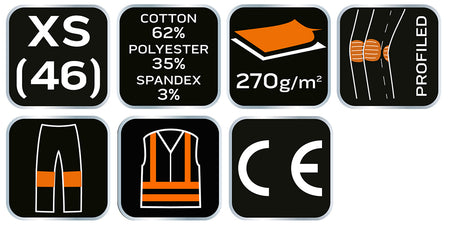 Pracovné nohavice PREMIUM, 62% bavlna, 35% polyester, 3% elastan, veľkosť XS od NEO TOOLS nájdeš na naravis.sk