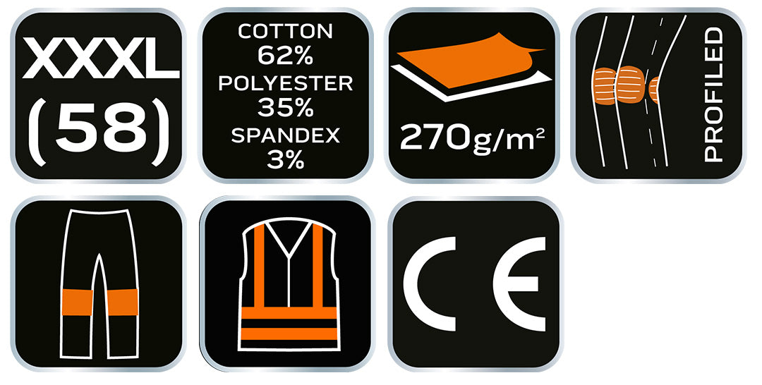 Pracovné nohavice PREMIUM, 62% bavlna, 35% polyester, 3% elastan, veľkosť XXXL od NEO TOOLS nájdeš na naravis.sk
