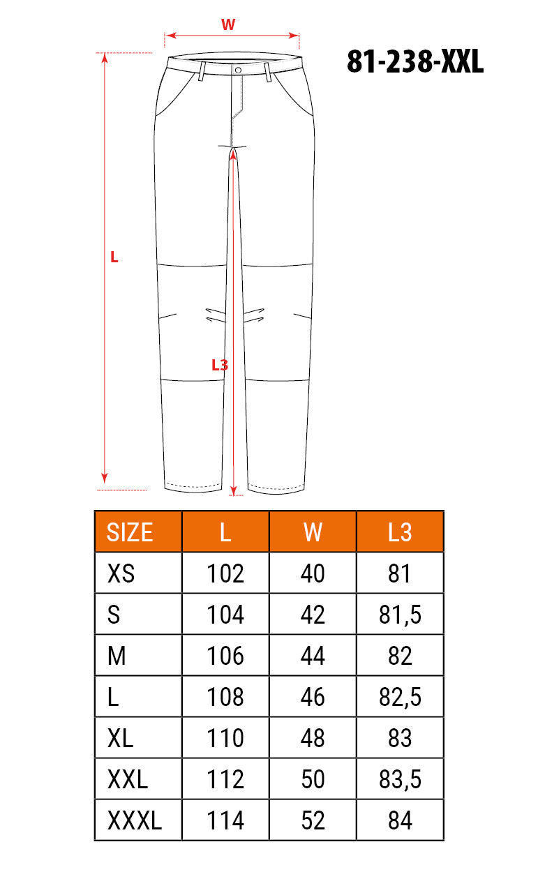 Pracovné nohavice HD Slim, veľkosť pásu XXL od NEO TOOLS nájdeš na naravis.sk